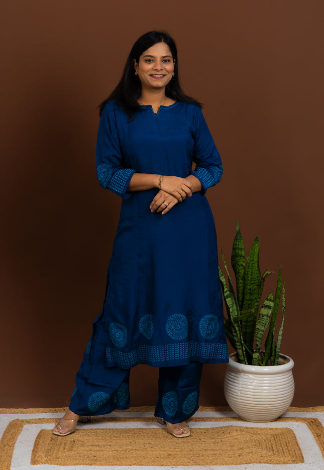 Blue Monochrome Kurta Pant Set