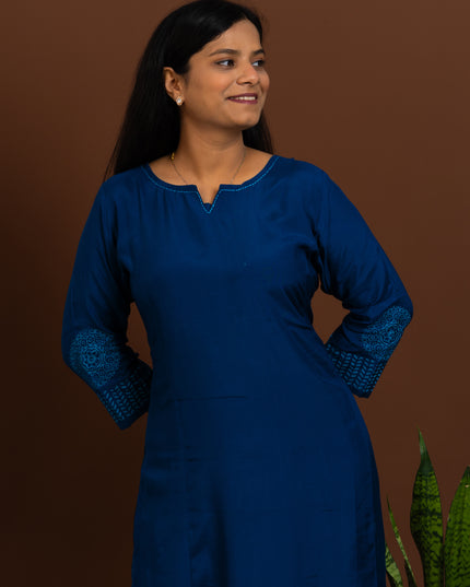 Blue Monochrome Kurta Pant Set