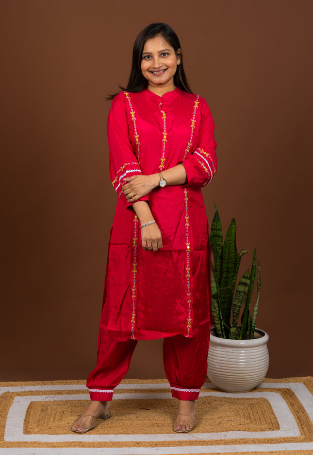 Fuchsia Afghani Kurta Pant Set