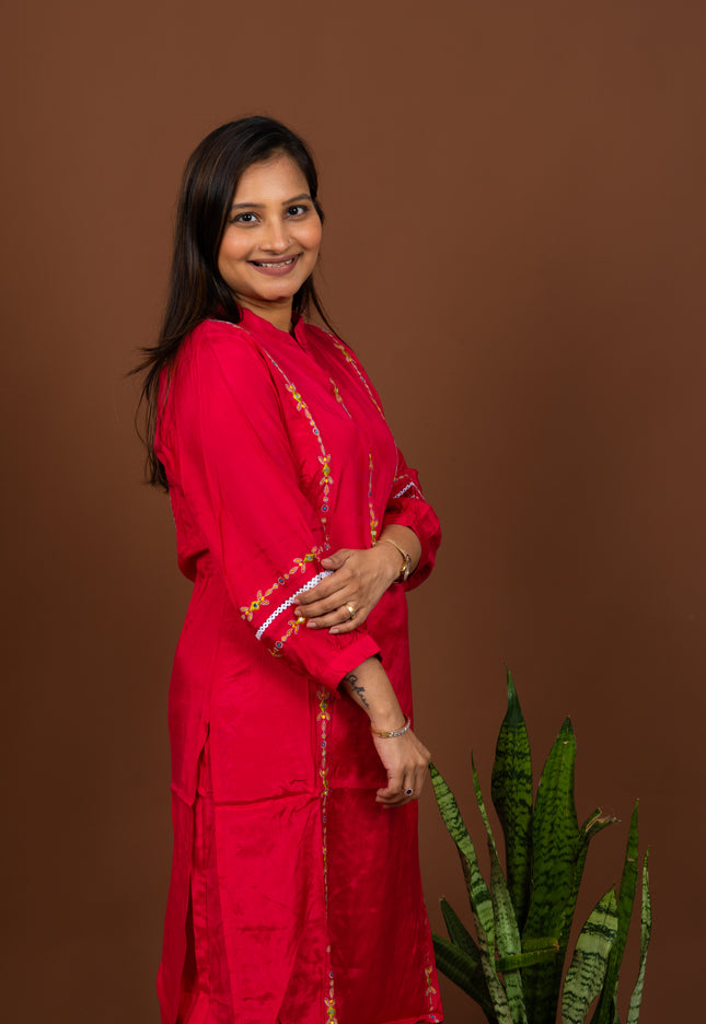 Fuchsia Afghani Kurta Pant Set