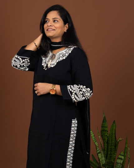 Black Rustic Embroidered Suit Set