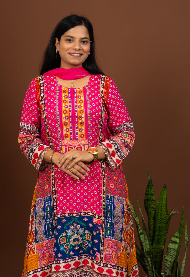 Sabya Printed Pink Suit Set