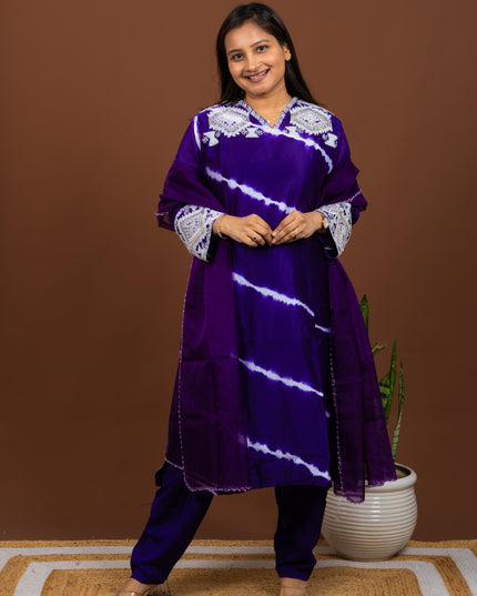 Purple Pearl Lehriya Suit Set