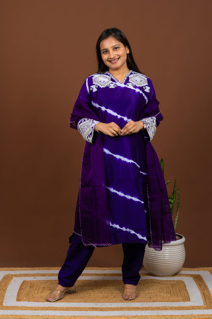 Purple Pearl Lehriya Suit Set