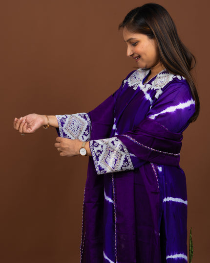 Purple Pearl Lehriya Suit Set