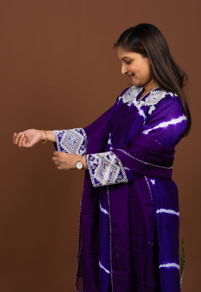 Purple Pearl Lehriya Suit Set