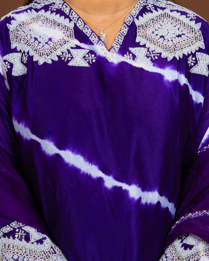 Purple Pearl Lehriya Suit Set