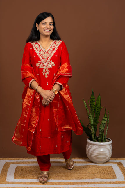 Red Zari Suit Set