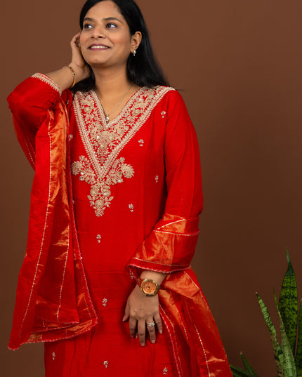 Red Zari Suit Set