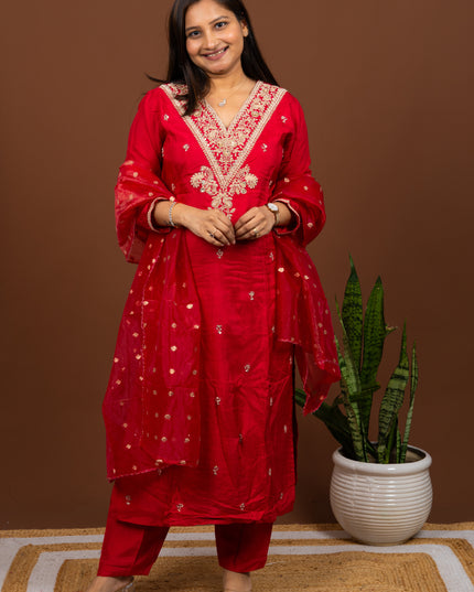 Pink Zari Suit Set