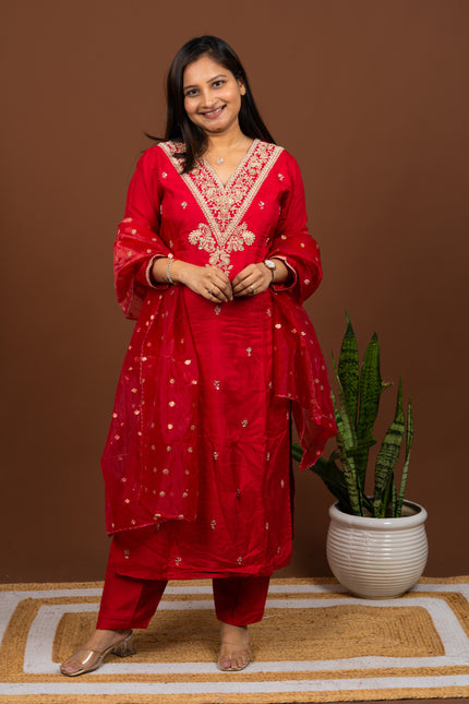 Pink Zari Suit Set