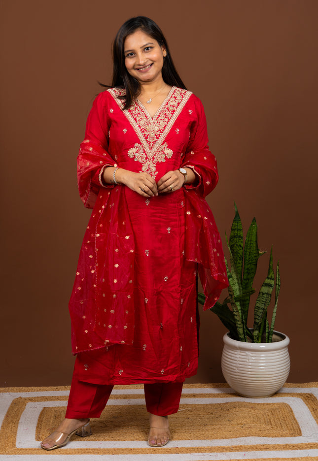 Pink Zari Suit Set