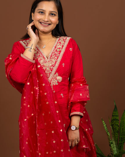 Pink Zari Suit Set