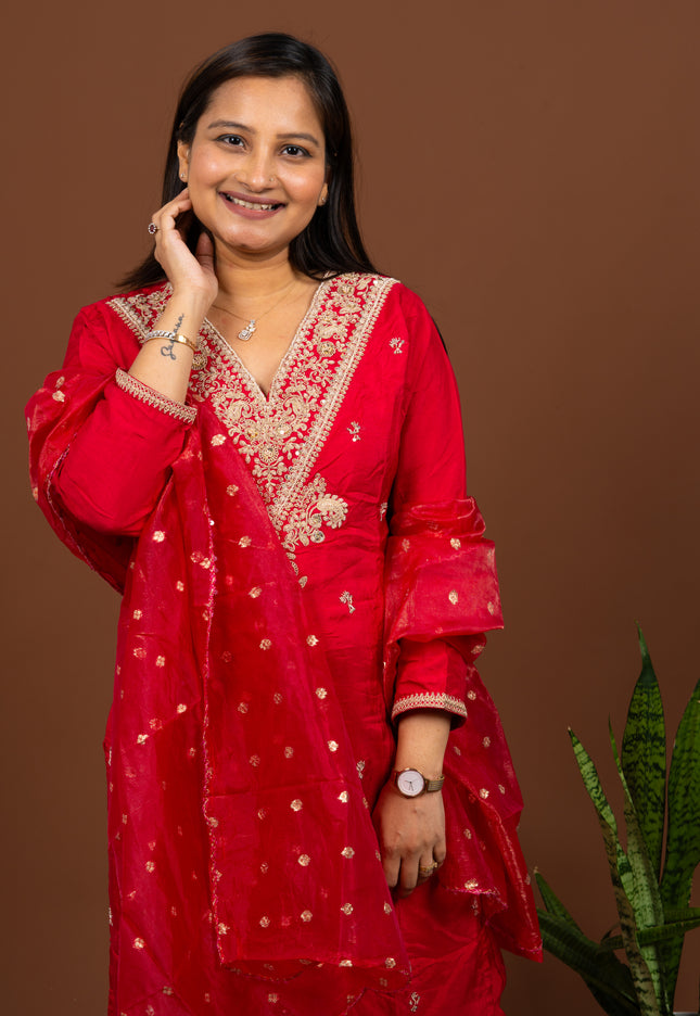 Pink Zari Suit Set