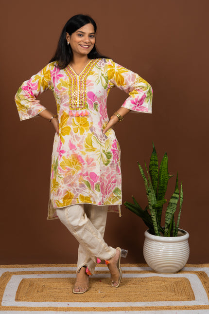 Khadi Colourful Kurta Pant Set