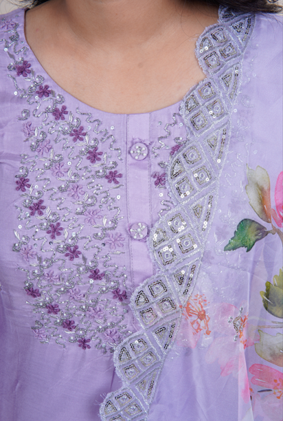 Lilac Zardozi 3 Piece Suit