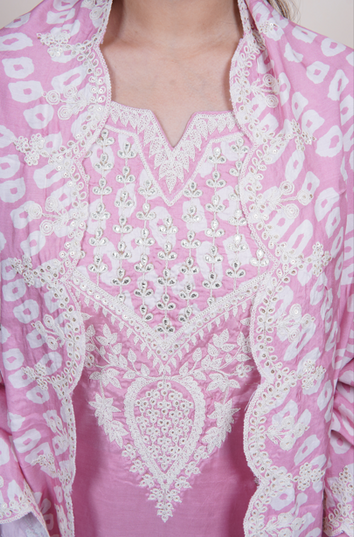 Pink Thread Embroidered 3 Piece Suit