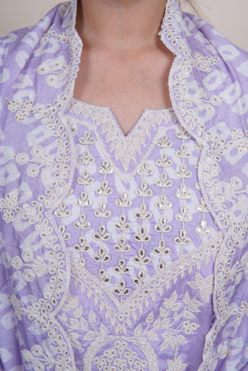 Lavender Thread Embroidered 3 Piece Suit