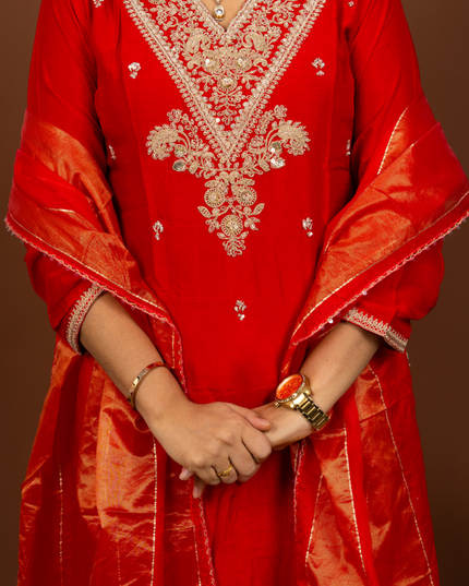 Red Zari Suit Set