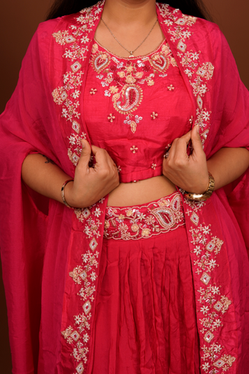 Rani Lehenga with Cape